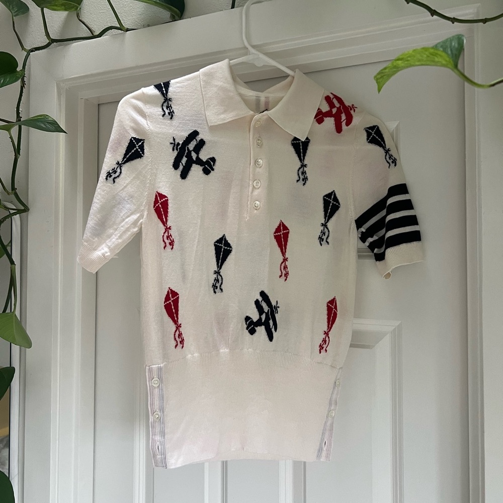 Knit printed polo shirt